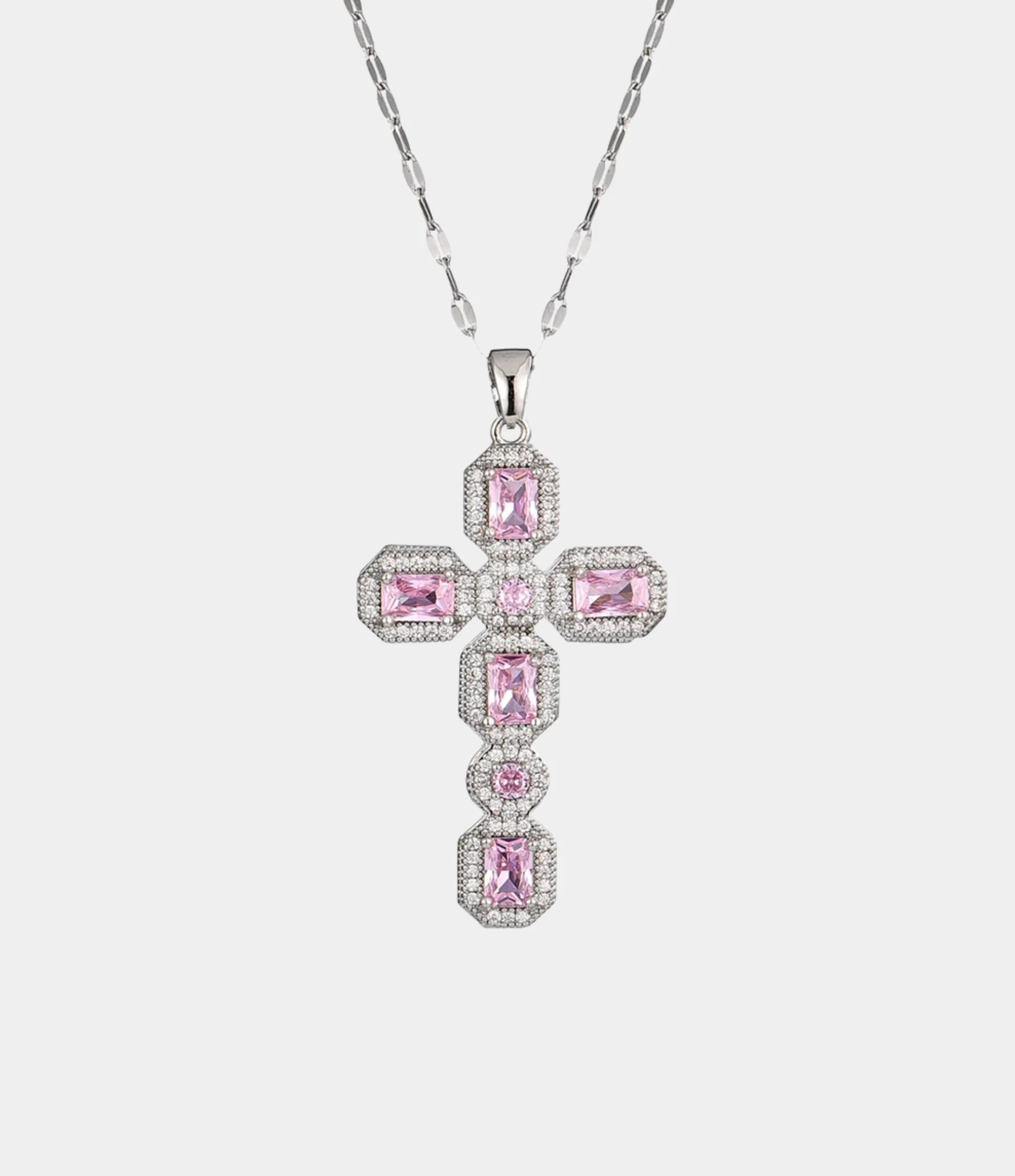 AMARA CROSS NECKLACE IN PINK - Image 3