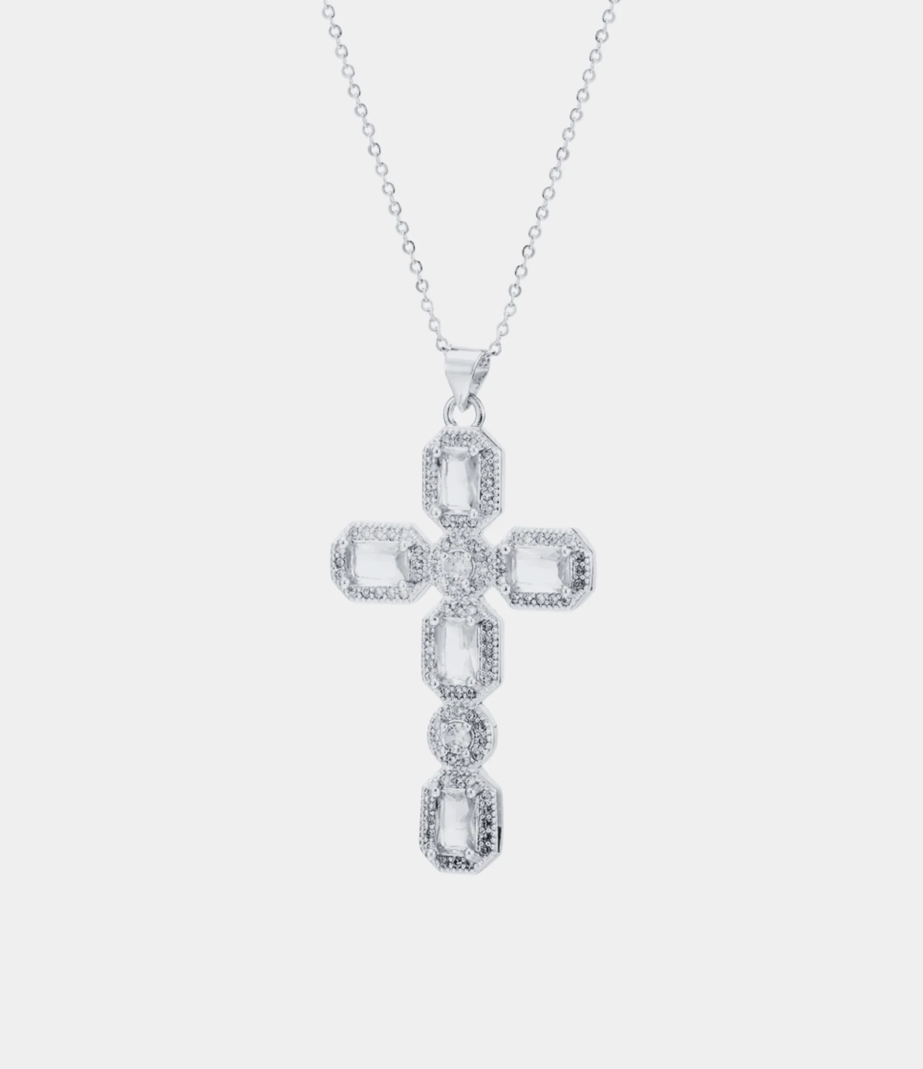 AMARA CROSS NECKLACE IN WHITE - Image 2